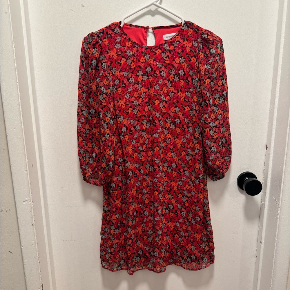 Calvin Klein Red Floral Dress